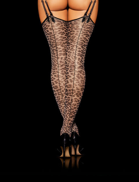 Leopard Print Suspender Stockings