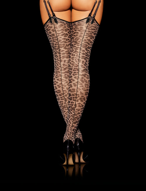 Leopard Print Suspender Stockings