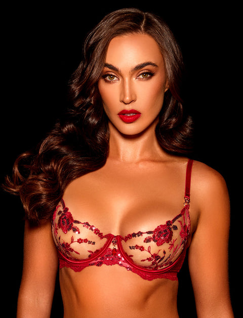 Whitney Sparkling Red Bra & Bottom Lingerie Set